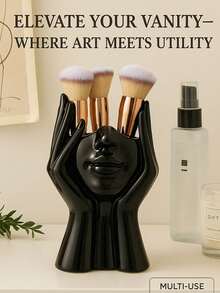 1件套现代简约白色亮面抽象人脸托腮半身雕塑，可作化妆刷架、梳妆台装饰、母亲节/情人节礼物 - 彩色 - 查看 6