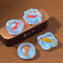 3pcs Mini Cute Cat & Fish Tank Decor Set, DIY Accessories, Miniature Ornaments, Micro Landscape Creative Playful Fishing Cat Doll House - Rectangle - View 3