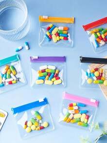 Mini 6-Compartment Portable Pill Box, Medicine Storage Box, Travel Pill Case, 6-Compartment Small Pill Box With "My Pill Bag" And Pill Pattern, Sealed Pill Storage Box, 6-Day Weekly Storage Box, First Travel Pill Storage Box, Daily Vitamin Pill Box, Pocket Pill Storage Box, Charming Storage Box, Home Essential, Travel Essential - Multicolor - View 8