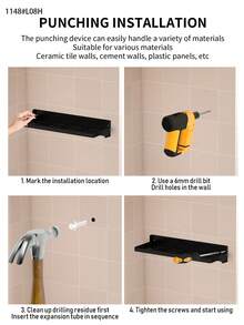1 pieza Estante de almacenamiento de cocina montado en la pared con ganchos - Fácil de ensamblar, diseño plegable, para almacenar utensilios, especias, cuchillos, espátulas y cucharones, estante de almacenamiento ahorra espacio para la cocina y el comedor - Organizador de cocina y estante de almacenamiento de estructura de metal resistente - Estante de almacenamiento - Ver 11