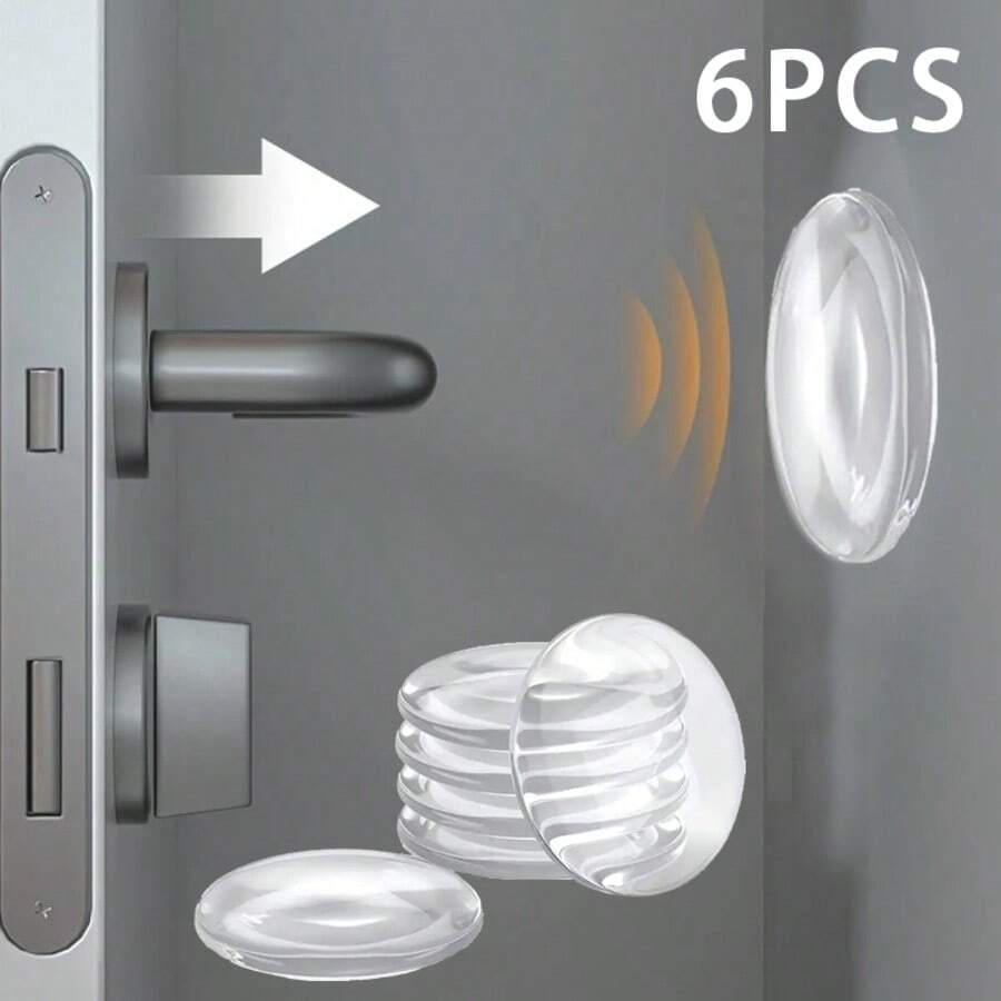 6pcs Silicone Soft Door Handle Wall Protector Pads, Furniture & Refrigerator Anti-Collision Mats, Door Handle Protection Bumpers