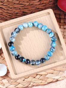 Bohemia Blue Fire Agate Beaded Bracelet For Women Men, Mental Clarity & Focus, Enhancing Determination Boosting, Energy Healing Spiritual Jewellery For Daily Wear - Multicolor - View 2