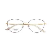 Exquisitas gafas retro de titanio con montura de ojo de gato para mujer, de alta gama y efecto adelgazante, se pueden equipar con lentes graduados. - Morado Morado - Ver 5