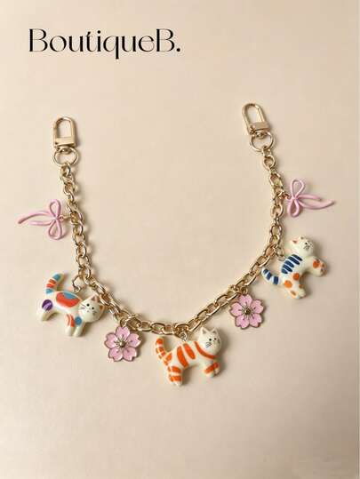 1pc Chain Strap, Wallet Chain, 11-Inch Short Chain With Enamel Flower Pendant, Handbag Handle Extender, Decorative Chain For Wallets, Handbags, Crossbody Bags, Purse Accessories, Fashion Cute Bag Charm