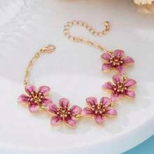 1 tornozeleira artesanal tie-dye rosa com flor de 5 pétalas, moderna e elegante, ideal para férias, viagens, encontros, uso diário. - Rosa - Ver 6
