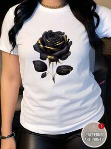 1 Color combinado Dibujos animados Casual Dulce Elegante Ninguno Casa Playa Noche de Vacaciones Boda Deportivo Oficina Y2K Estampado floral 3D Camiseta casual para mujer con estampados florales y mariposas,% poliéster, cuello redondo, mangas cortas, tejido de punto para todas las estaciones, estampados rosados y mariposas, ropa casual energética, camisa suave, camiseta de mariposa. 9KMU - Blanco - Ver 4