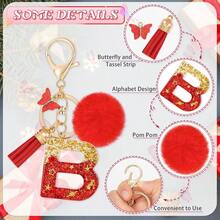 Resin Letter B Keychain, Car Keyring, Red Keychains For Women Bag Decor - 紅b - 查看 5