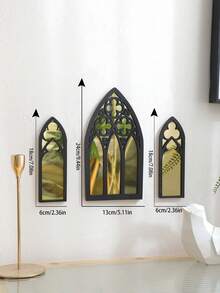 3 piezas Espejos de pared con arco estilo gótico, espejos decorativos con forma de ventana de iglesia, arte de pared, espejos con marco arqueado de estilo clásico, decoración elegante para el hogar, decoración colgante de pared estética, decoración reflectante, adecuado para sala de estar, dormitorio, pasillo, entrada, chimenea, decoración de interiores rústica y retro, decoración de habitación gótica espiritual, decoración de pared, combinación de espejos decorativos, exhibición en el hogar - Estilo 1 - Ver 13