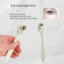 不锈钢滚珠眼部按摩器，用于改善黑眼圈、眼袋和缓解眼部疲劳，可重复使用眼霜涂抹按摩棒 - 彩色 - 查看 6