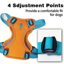Adjustable Padded Reflective Oxford Cloth Non-Choke Dog Harness With Handle, Suitable For Large Dogs. No-Pull Front Clip Dog Harness With Reflective Design And Easy-Control Handle, Suitable For Walking Large Dogs. - Orange - View 7