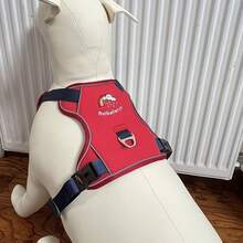 Adjustable Padded Reflective Oxford Cloth Anti-Pulling Dog Harness, Suitable For Large Dogs. No-Pull Dog Harness, Front Clip, Heavy Duty Reflective Design, With Easy Control Handle, Suitable For Walking Large Dogs. - Red - View 8