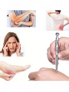 1 que massage hai đầu bằng thép không gỉ, thích hợp cho mắt, mặt, chân, tay, lưng, cổ - Dụng cụ trị liệu bấm huyệt thư giãn toàn thân, bút massage châm cứu thư giãn toàn thân. - Nhiều màu - Xem 2