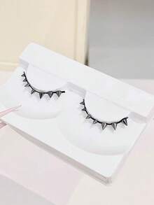 1 Cặp mi giả đính đinh tán kim loại, kiểu liền mạch, trang điểm sáng tạo theo phong cách cosplay, mi siêu mảnh màu đen tự dính, có thể tái sử dụng. - Xem 8