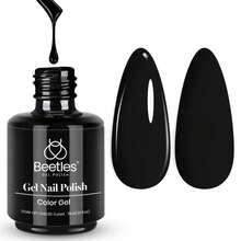 1PCS 15ml Beetles Black Gel Polish, Audrey Black Soak Off UV Gel Nail Polish, Classic Color Nail Art Decoration, Salon & Home DIY Manicure Design For Women - Creme Black - 查看 8