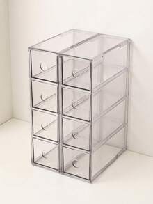 4-Grid Acrylic Transparent Desktop Storage Box - Large Capacity Dustproof Design, Suitable For Storing Cosmetics, Pens And Markers - Applicable For Office, Dorm And Craft Room - Clear - View 15