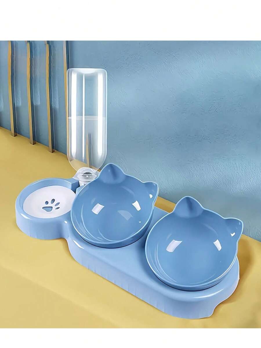 Bộ bát ăn và uống 3 trong 1 cho thú cưng kèm bình nước tự động, bao gồm bát đựng thức ăn và nước nghiêng với bình nước tự động, giúp thú cưng của bạn luôn được cung cấp đủ nước và thức ăn!