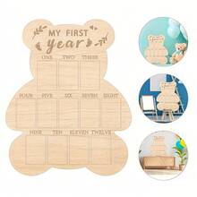 Album ảnh kỷ niệm 2D hình gấu bằng gỗ, thích hợp để lưu giữ ảnh kỷ niệm 12 tháng tuổi của ngôi sao K-Pop. - A - Xem 3