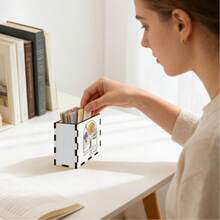 1pc Wooden Desk Bookend & Organizer - Colorful Book-Themed, Suitable For Bookshelves, Holiday Gift For Book Lovers - White - View 8