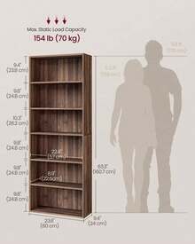 VASAGLE Bookshelf, 6-Tier Bookcase, Book Shelf Furniture, Open Storage Shelves, Room Decor, For Living Room, Home Office, Dinning Room,  9.4 X 23.6 X 63.3 Inches, Cloud White - 胡桃木色 - 查看 6