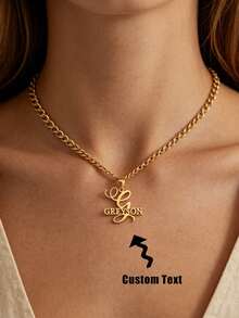 Dây chuyền khắc tên chữ cái đầu lớn theo yêu cầu, trang sức mặt dây chuyền khắc tên tùy chỉnh dành cho nữ và nam, quà tặng dự tiệc. - Vàng - Xem 2