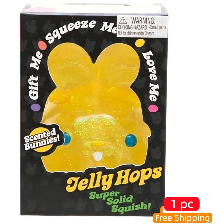 Juguete Apretable con Aroma a Gelatina, Brillo y Forma de Conejito NEE DOH, Juguete Sensorial Suave para Aliviar el Estrés, Lindo Regalo de Novedad para Niños y Adultos - Amarillo - Ver 1