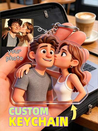 Customized Products 1pc Customized Pictures Photos Customized Acrylic Key Pendant, Shaped Acrylic Car Keychain, Backpack Pendant, Friend, Celebrity, Corporate Logo,School Supplies,For Office,For School,For Classroom,For Teacher Gifts,For University,For Colleague,For Dorm Rooms,For Teacher,For Boys And Girls,For Teenagers