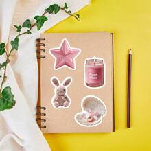 50pcs Pink Aesthetic Cartoon Doodle Self-Adhesive Stickers, Decorative For Journals, Skateboards, Guitars, Cups, Creative Decorative Doodle Stickers - TQ50-1208 - View 6