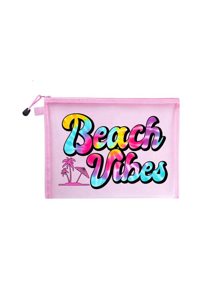 Mesh Tote Bag And Small Bag Set, Decorated With Colorful "Beach Style" Patterns, Includes One Tote Bag, One Beach Bag, One Hawaiian Style Transparent Storage Bag, One Travel Toiletry Bag, One Beach Tote Bag, One Casual Vacation Bag, One Cosmetic Storage Bag, Essential Summer Item, Perfect For School, Vacation, Holiday And Back To School, Also Great Gift For Friends And Teachers, Birthday Gift, Party Gift, Summer Gift, Vacation Gift, Holiday - Multicolor - View 15