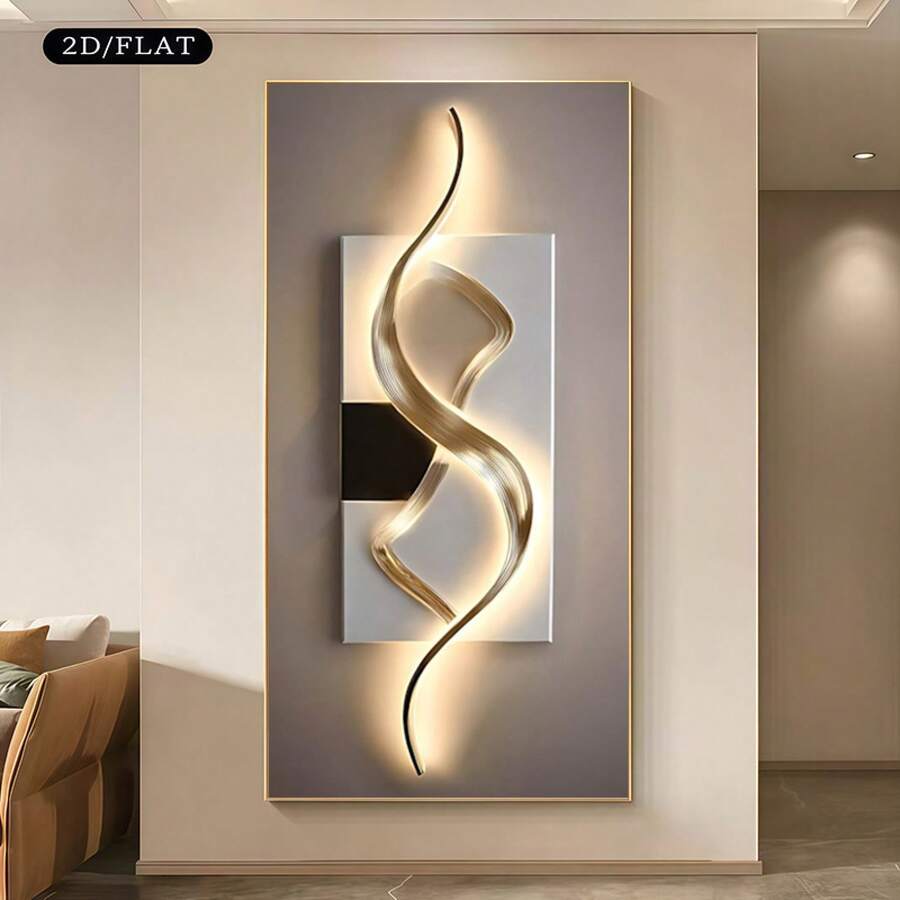 1Pc Wooden Frame Wrapped Canvas Painting, Modern Abstract Light And Shadow Sculpture Wall Decoration, Modern Living Room And Bedroom Wall Decoration, Home And Office Wall Decoration, Perfect Gift And Home Decoration, Wrapped Canvas Painting, 2D Flat - 有框架 - 查看 1