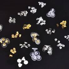 WGRXIRANYKM Tapón de oreja en caja, múltiples estilos, pendientes de goma y aleación, tapón de oreja redondo de silicona bloqueado, accesorios para hacer joyas DIY - Multicolor - Ver 2