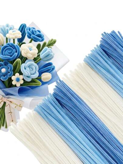 50/100/200pcs Blue Tube Cleaning Sticks, Tube Cleaning Stick Handmade Set, DIY Tube Cleaning Sticks, Mixed Color Tube Cleaning Sticks, Multicolor Felt Stems, Colorful Tube Cleaning Sticks, Tube Cleaning Stick Handmade Supplies, Multicolor Felt Stem Tube Cleaning Sticks, Plush Glow Stick Twist Sticks, DIY Handcraft Decoration, Creative Handmade DIY Art Project