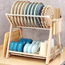 1Pc High-Quality Kitchen Tableware Storage Rack, Large Capacity Multi-Layer Drainage & Storage Organizer, Stable Load-Bearing, Easy To Clean & Portable, Suitable For Thanksgiving, New Year Gifting & Daily Kitchen Storage, Efficient Tableware Drying & Organizing, Ideal For Home, Restaurant & Catering Use, Practical Kitchen Storage Essential - Multicolor - View 4