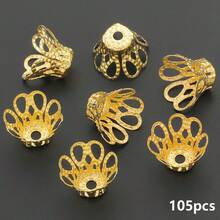 105个6mm/8mm/10mm空心花形压接帽，花帽，合金隔珠，串珠垫，装饰珠帽，适用于珠宝制作、手链、项链、钥匙扣、耳环、工艺配件 - 鏤空花邊端蓋 - 查看 17