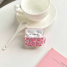 Simple Tetragonum Pink Blue Leopard Print Irregular Pattern Transparent Glossy Surface Earphones Cover Case For AirPods 1 2 3 4 Pro Pro2 Pro3 - Clear - View 5