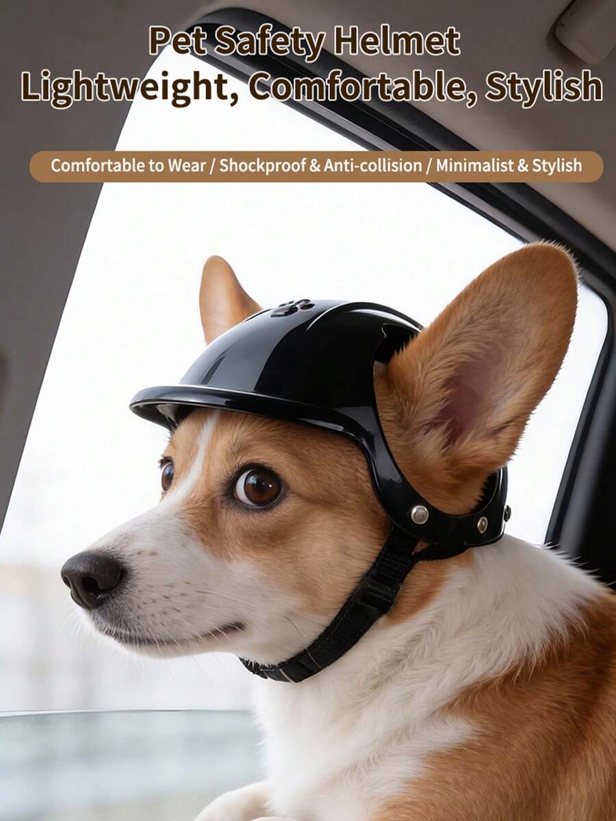 1pc Pink Pet Helmet, Suitable For Dogs And Cats, Motorcycle Style Outdoor Sports Pet Headwear Accessory - Multicolor - View 1
