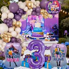 Blue Number Foil Balloon Arch Set, Aluminum Foil Cool Girl Theme Large Birthday Party Balloons Decoration Combo, Music Girl Number Foil Balloons, Children's Birthday Party Supplies Gift Set Decor - Balloon Set - View 6