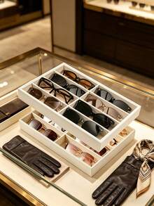 1pc Fashion Eyeglasses Storage Tray, Eyeglasses Storage Box, Drawer Organizer, Stackable Display Box, Available In 3 Colors, Soft Padded Lining Suitable For Earrings, Necklaces, Bracelets, Rings, Hair Clips, Hair Bands, Fits Standard Drawers - Multicolor - View 2