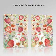 1pc Strawberry, Cat & Star Pattern Flip Cover Tablet Case With Pen Slot, Compatible With Honor Pad 8/9/10, Honor GT 11.5inch/X7/X8A/X9/X8Pro/X9Pro/V9/V8 Pro, Matepad 11 Inch 2023/2022, Apple 10th Gen/ 11 2025 (A16), A9/A9+/A11/S11/S10 FE+, Auto Sleep/Wake Function, Suitable For School Season, Valentine's Day, Holiday Gifts - Multicolor - View 1