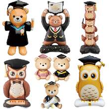 1pc Medium/Large Graduation Theme Panda & Owl Cartoon Aluminum Foil Balloon, Suitable For Graduation Party Decoration, 8 Cartoon Balloon Styles To Choose From - View 3
