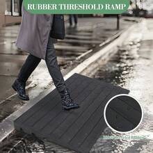 Techigher Rubber Kerb Ramp, Heavy Duty Threshold Ramp, Non-Slip Driveway Curb Ramp For Car Truck Step Doorways Sidewalk Wheelchairs Bike Scooter Pavement Motorhome - 61*107*7.6cm - View 3
