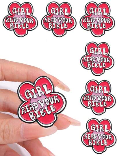 10 piezas/5 piezas Insignia de esmalte lindo con tema bíblico, broche de metal floral religioso, broche con versículo bíblico, broche de flor retro de esmalte duro - regalo perfecto para fiestas y celebraciones