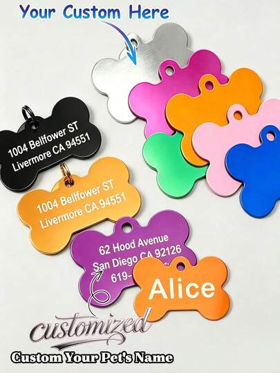 Thẻ tên thú cưng khắc theo yêu cầu, thẻ nhận dạng thú cưng cá nhân hóa, vòng cổ thú cưng tùy chỉnh, mặt dây chuyền thú cưng, thẻ tên mèo và chó dễ thương, mặt dây chuyền thẻ chó tùy chỉnh, mặt dây chuyền tên nhận dạng thú cưng mèo và chó cá nhân hóa, mặt dây chuyền thẻ vòng cổ thú cưng bằng thép không gỉ khắc trang trí.