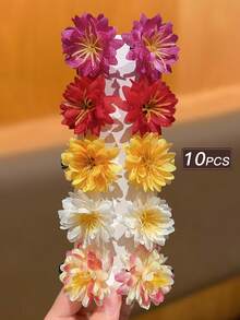 10个色彩缤纷、优雅可爱的夏威夷花朵发夹，适合春夏海滩度假拍照，女士发饰，送她的礼物，节日，派对，爪夹 - 彩色 - 查看 5