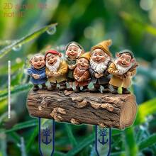2D Flat, 1pc Acrylic Planter Decor, Mini Stake, Happy Gnome Figurines, Suitable For Potted Plants, Creates Holiday Atmosphere Indoors, Great Gift For Weddings, Birthdays, And Housewarming - A1 - View 2