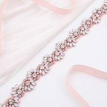 1pc Crystal Embellished Bridal Sash, Rhinestone Wedding Dress Sash - A - View 4