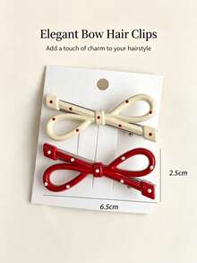 8/4/1 pieza Pinzas para el cabello con corazón, lunares y lazo estilo niña dulce, Pasadores para el cabello de mujer para flequillo y lados, Accesorios para el cabello de verano, Adecuados para uso diario - Talla única - Ver 2