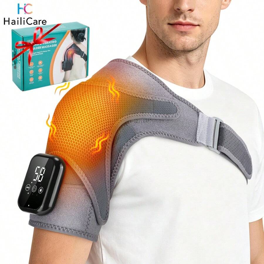 Hailicare Heating & Vibrating Shoulder Massager, Suitable For Knee, Shoulder, Arm, Dual-Sided Massage Tool With 3 Vibration Modes & Heating Function, Muscle Relaxation For Men & Women, Great Gift For Parents, Father's Day, Mother's Day