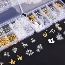 WGRXIRANYKM Tapón de oreja en caja, múltiples estilos, pendientes de goma y aleación, tapón de oreja redondo de silicona bloqueado, accesorios para hacer joyas DIY - Multicolor - Ver 4
