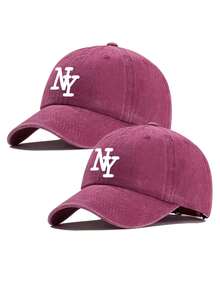 2pcs Unisex Letter Decor Vintage Washed Baseball Cap, Trucker Hat, Dad Hat, Suitable For Outdoor, Travel, Hiking, Beach - C - View 13
