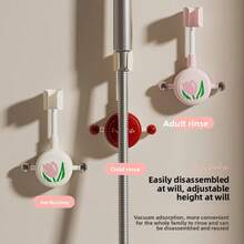 1个郁金香图案自粘式淋浴喷头支架，360°可调节免钻孔淋浴支架，适用于浴室、浴缸、酒店 - A - 查看 5